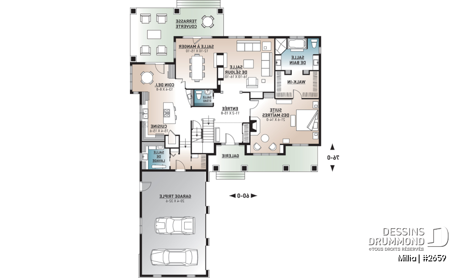 Rez-de-chaussée - Maison farmhouse 4 à 5 chambres, garage triple, grand patio couvert, 2 foyers, suite des parents - Millia