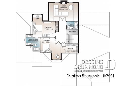 Étage - Plan maison américaine, 3 à 4 chambre, 2 grands séjours, foyer, maîtres au r-d-c, vaste cuisine, garage triple - Quatres Bourgeois