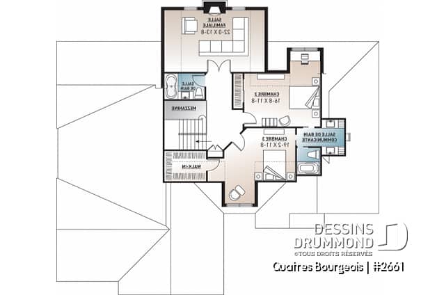 Étage - Plan maison américaine, 3 à 4 chambre, 2 grands séjours, foyer, maîtres au r-d-c, vaste cuisine, garage triple - Quatres Bourgeois