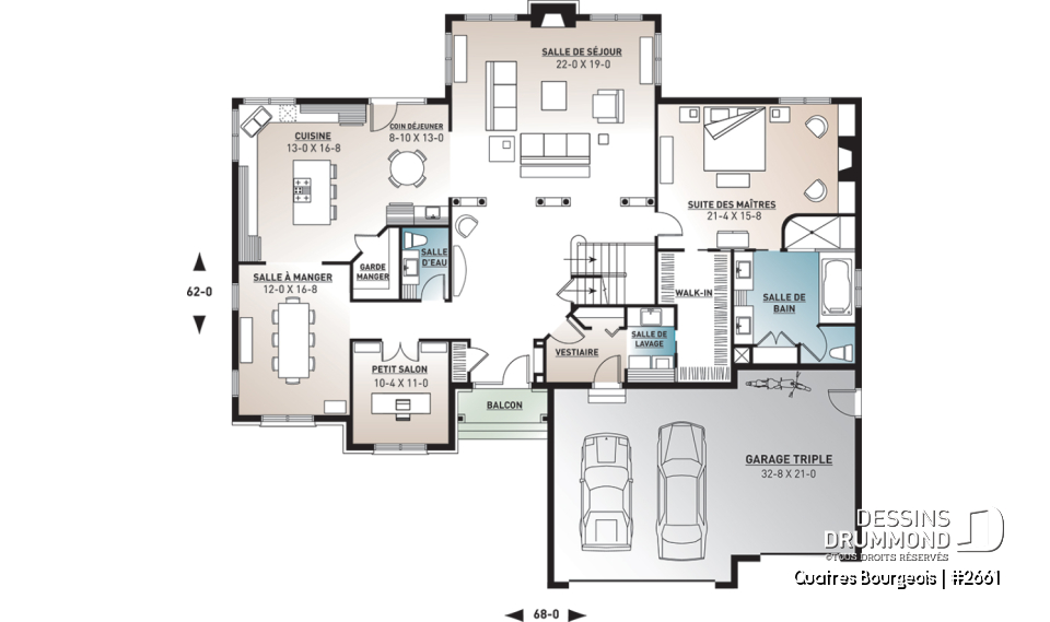 Rez-de-chaussée - Maison intemporelle spacieuse avec garage triple et grande suite des maîtres – Modèle familial idéal - Quatres Bourgeois