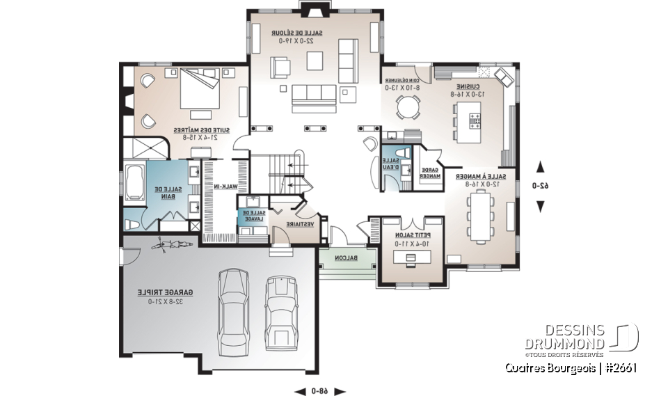 Rez-de-chaussée - Maison intemporelle spacieuse avec garage triple et grande suite des maîtres – Modèle familial idéal - Quatres Bourgeois