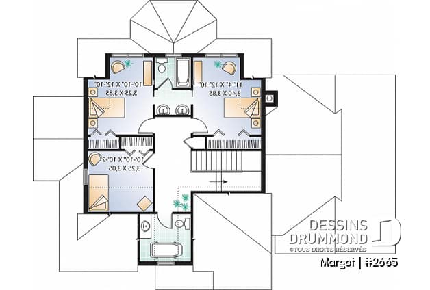 Étage - Plan de maison à étage, 4 chambres dont les parents en bas, foyer, garage, 3.5 salles de bain - Margot