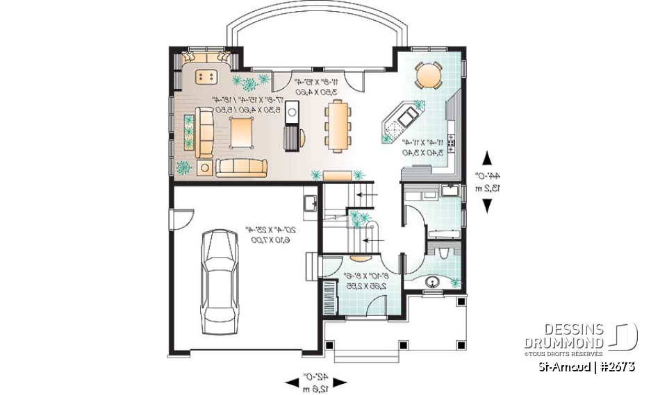 Rez-de-chaussée - Plan de maison classique, 4 chambres, 3.5 salle de bain, foyer central, buanderie au rdc, superbe lumière - St-Arnaud