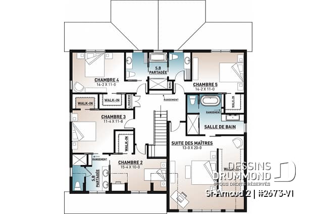 Étage - Plan maison style farmhouse champêtre, 5 chambres, 4.5 salles de bain, garage double, superbe fenestration - St-Arnaud 2