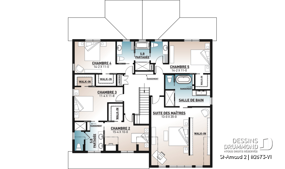 Étage - Plan maison style farmhouse champêtre, 5 chambres, 4.5 salles de bain, garage double, superbe fenestration - St-Arnaud 2