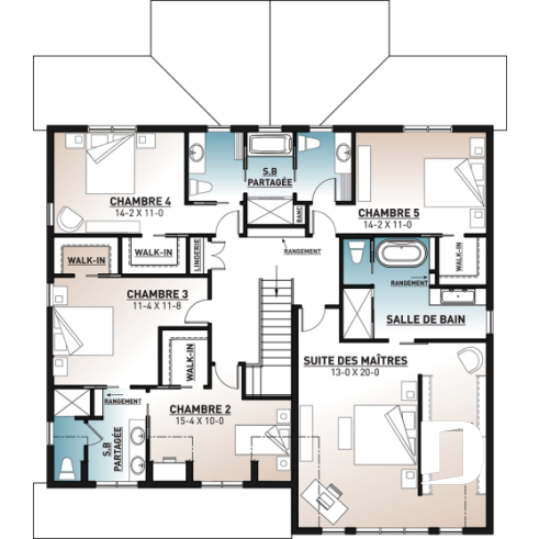 Étage - Plan maison style farmhouse champêtre, 5 chambres, 4.5 salles de bain, garage double, superbe fenestration - St-Arnaud 2