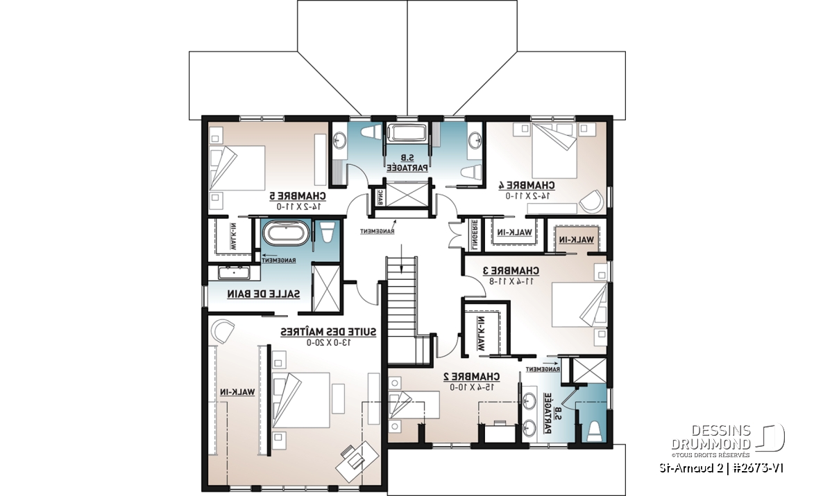 Étage - Plan maison style farmhouse champêtre, 5 chambres, 4.5 salles de bain, garage double, superbe fenestration - St-Arnaud 2