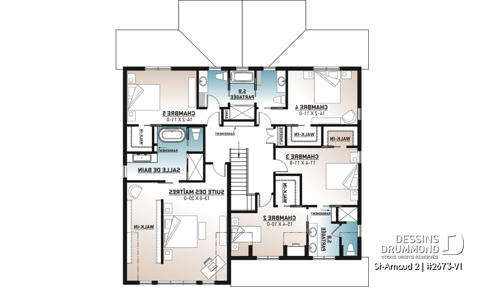 Étage - Plan maison style farmhouse champêtre, 5 chambres, 4.5 salles de bain, garage double, superbe fenestration - St-Arnaud 2