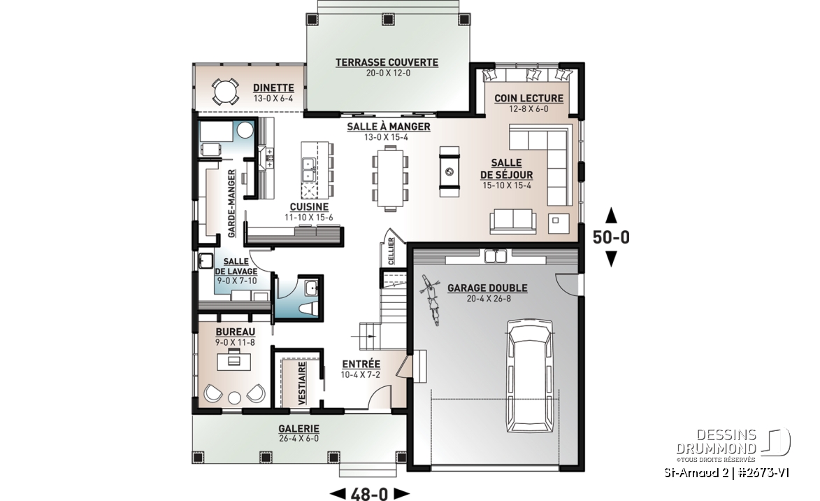 Rez-de-chaussée - Plan maison style farmhouse champêtre, 5 chambres, 4.5 salles de bain, garage double, superbe fenestration - St-Arnaud 2