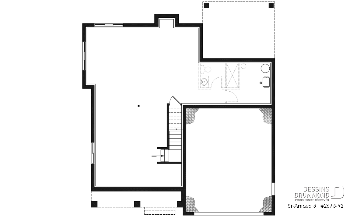 Sous-sol aménageable - Plan de maison farmhouse moderne – 4 chambres, garage double et foyer spectaculaire - St-Arnaud 3