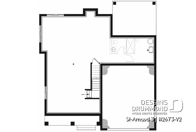 Sous-sol aménageable - Plan de maison farmhouse moderne – 4 chambres, garage double et foyer spectaculaire - St-Arnaud 3