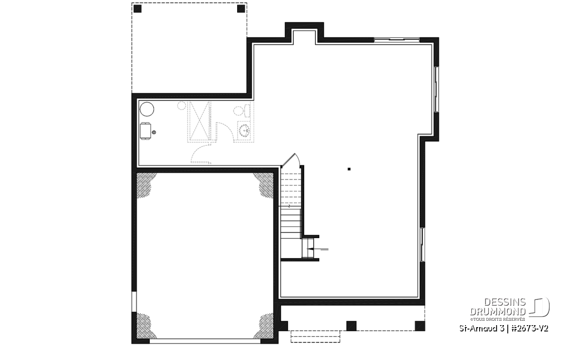 Sous-sol aménageable - Plan de maison farmhouse moderne – 4 chambres, garage double et foyer spectaculaire - St-Arnaud 3