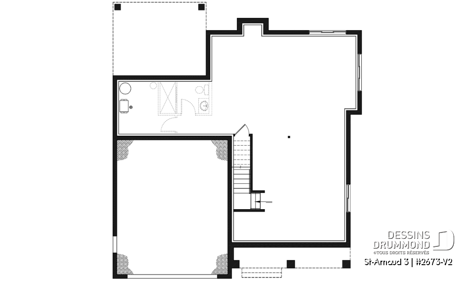 Sous-sol aménageable - Plan de maison farmhouse moderne – 4 chambres, garage double et foyer spectaculaire - St-Arnaud 3