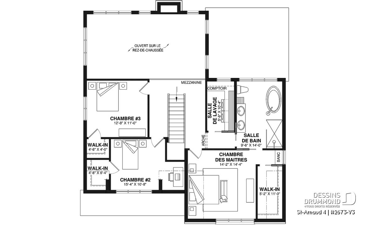 Étage - Maison d'inspiration scandinave, 3 chambres, garage, bureau, cellier, garde-manger - St-Arnaud 4