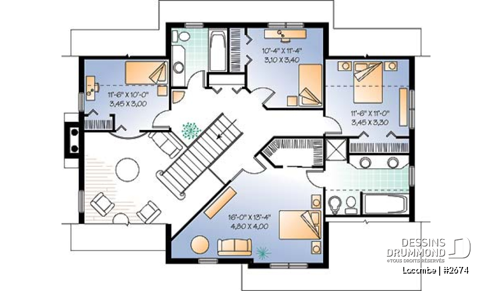 Étage - Magnifique maison 4 chambres, plafond à 9' au r-d-c, 2 salles de séjour, ch. maître avec salle de bain privée - Lacombe