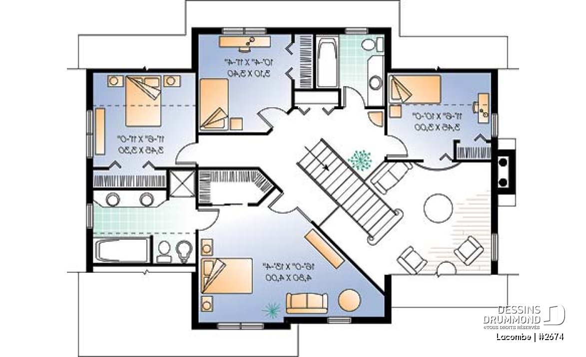 Étage - Magnifique maison 4 chambres, plafond à 9' au r-d-c, 2 salles de séjour, ch. maître avec salle de bain privée - Lacombe