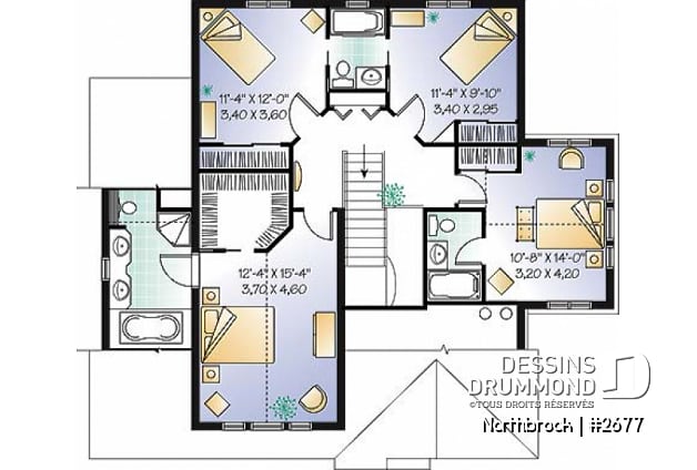 Étage - Plan de maison à 2 étages, garage double, 4 chambres, bureau à domicile, suite des maîtres - Northbrook