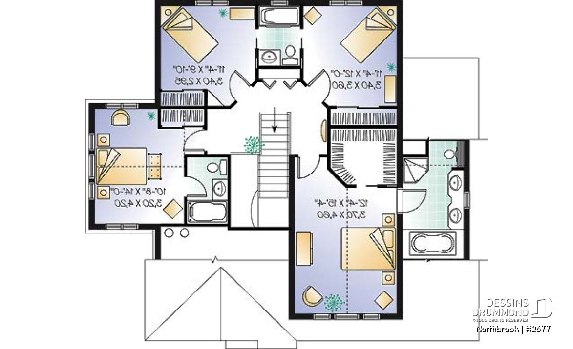 Étage - Plan de maison à 2 étages, garage double, 4 chambres, bureau à domicile, suite des maîtres - Northbrook
