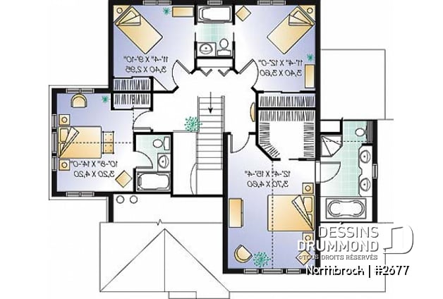Étage - Plan de maison à 2 étages, garage double, 4 chambres, bureau à domicile, suite des maîtres - Northbrook