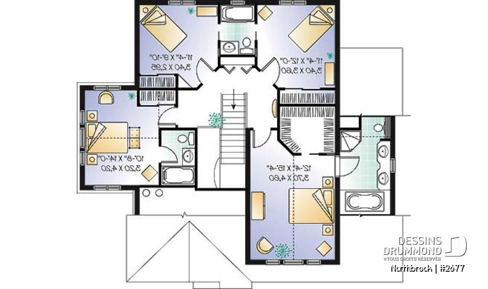 Étage - Plan de maison à 2 étages, garage double, 4 chambres, bureau à domicile, suite des maîtres - Northbrook
