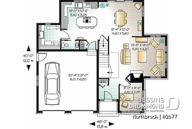 Rez-de-chaussée - Plan de maison à 2 étages, garage double, 4 chambres, bureau à domicile, suite des maîtres - Northbrook