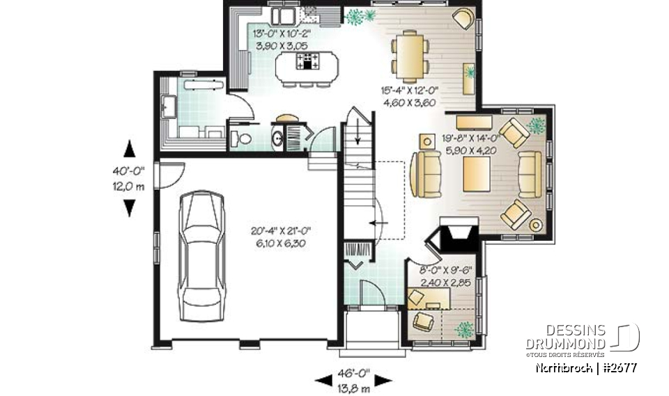 Rez-de-chaussée - Plan de maison à 2 étages, garage double, 4 chambres, bureau à domicile, suite des maîtres - Northbrook