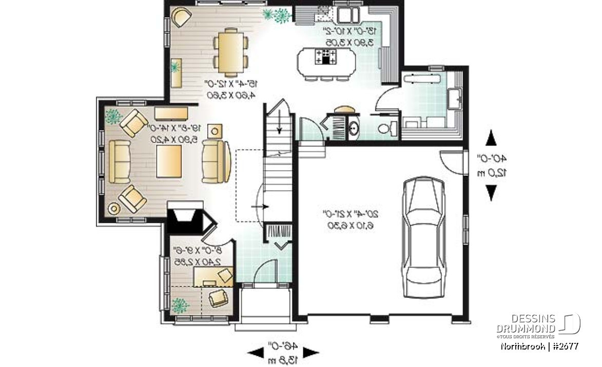 Rez-de-chaussée - Plan de maison à 2 étages, garage double, 4 chambres, bureau à domicile, suite des maîtres - Northbrook