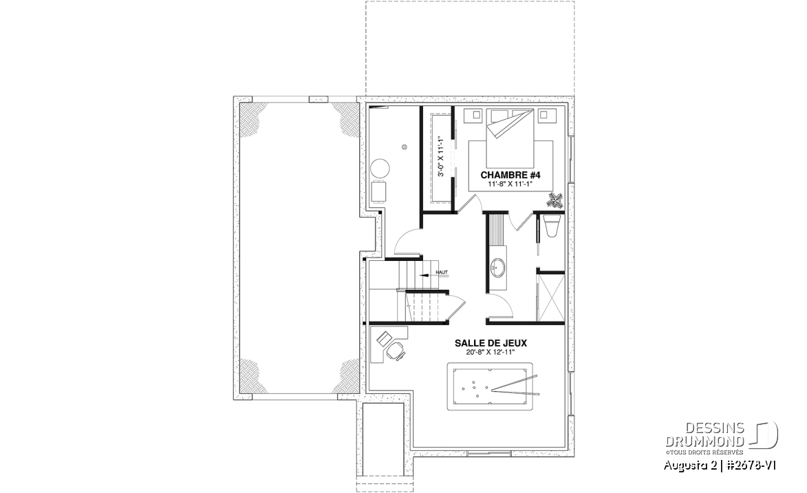Sous-sol aménagé (Optionel $) - Modèle de maison champêtre traditionnel, suite des parents, 3 à 4 chambres, garage profond, sous-sol optionnel - Augusta 2