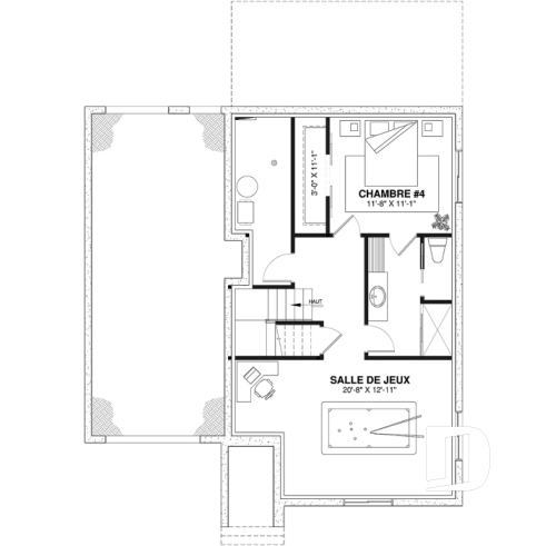 Sous-sol aménagé (Optionel $) - Modèle de maison champêtre traditionnel, suite des parents, 3 à 4 chambres, garage profond, sous-sol optionnel - Augusta 2