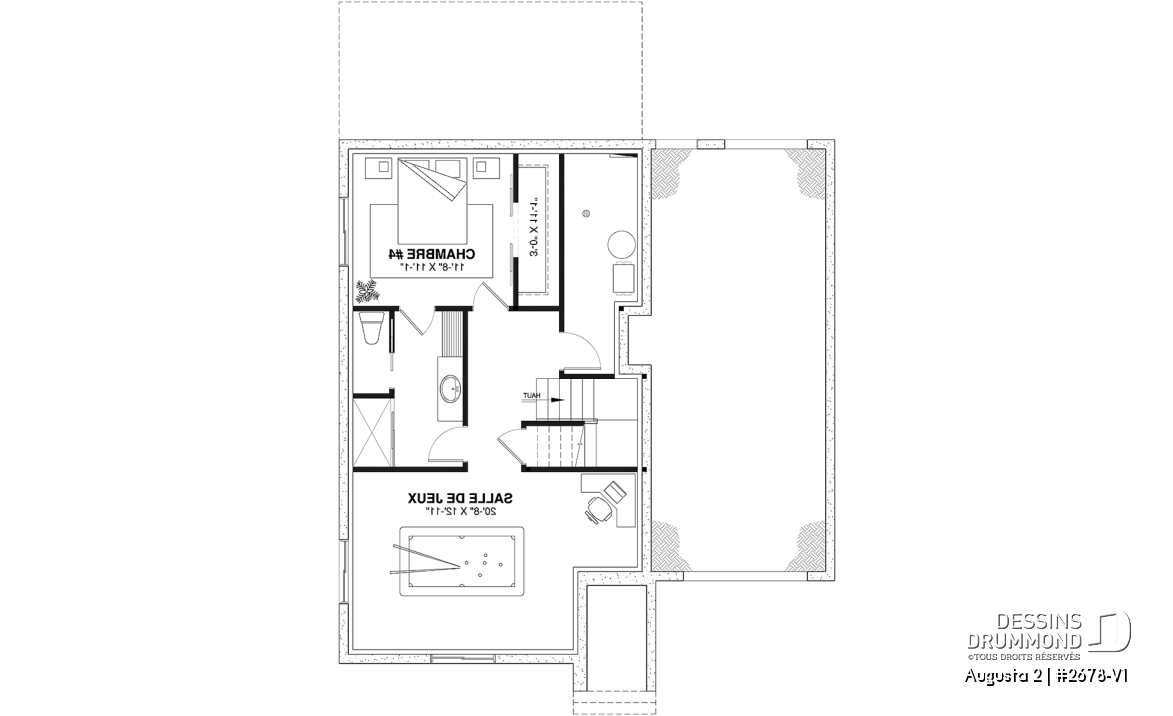 Sous-sol aménagé (Optionel $) - Modèle de maison champêtre traditionnel, suite des parents, 3 à 4 chambres, garage profond, sous-sol optionnel - Augusta 2