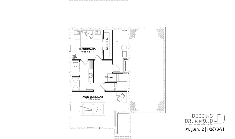 Sous-sol aménagé (Optionel $) - Modèle de maison champêtre traditionnel, suite des parents, 3 à 4 chambres, garage profond, sous-sol optionnel - Augusta 2