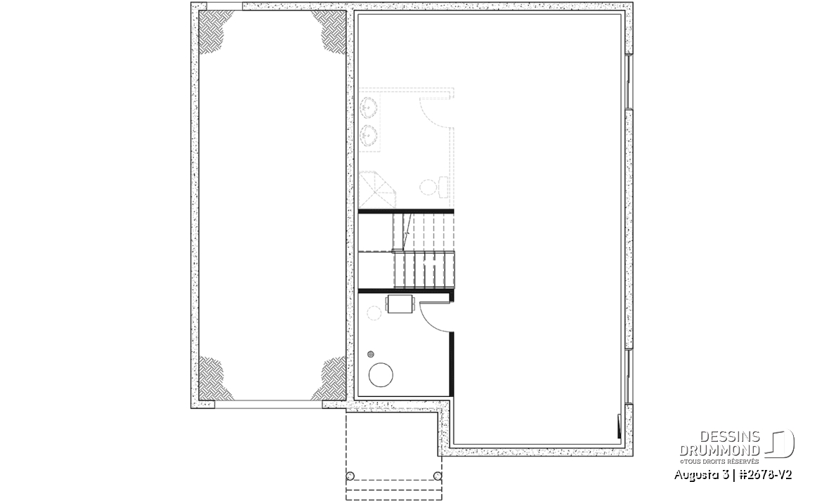 Sous-sol - Plan de maison à étage 3 chambres, garage, grande cuisine, garde-manger, vestiaire - Augusta 3