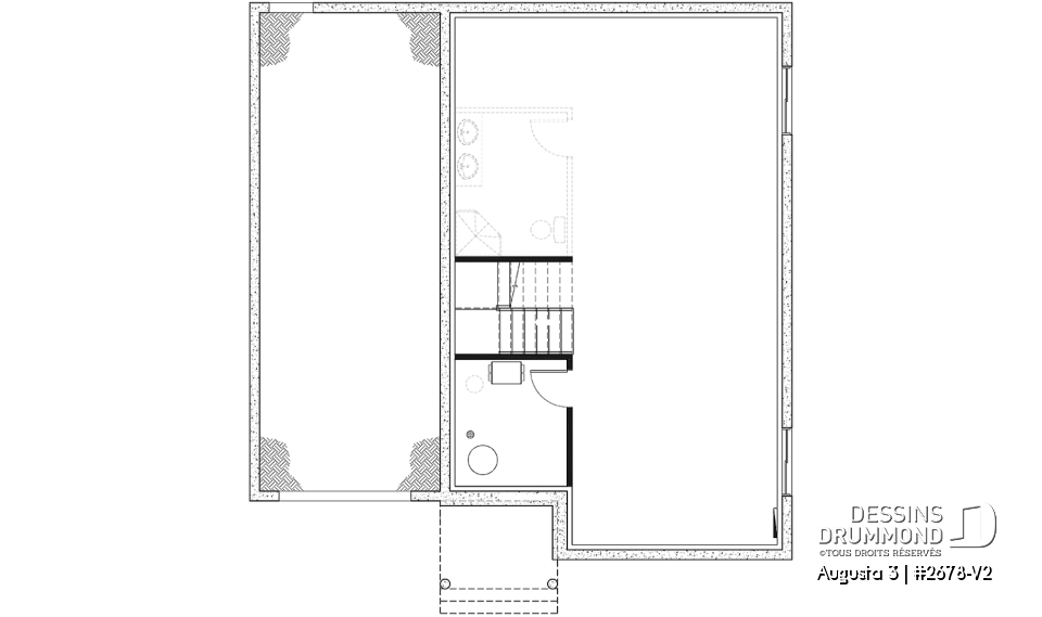 Sous-sol - Plan de maison à étage 3 chambres, garage, grande cuisine, garde-manger, vestiaire - Augusta 3