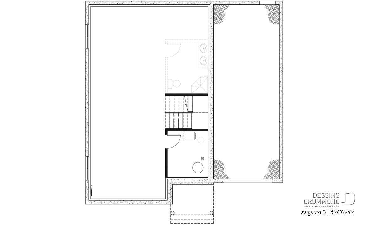 Sous-sol - Plan de maison à étage 3 chambres, garage, grande cuisine, garde-manger, vestiaire - Augusta 3