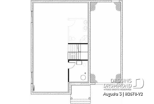 Sous-sol - Plan de maison à étage 3 chambres, garage, grande cuisine, garde-manger, vestiaire - Augusta 3