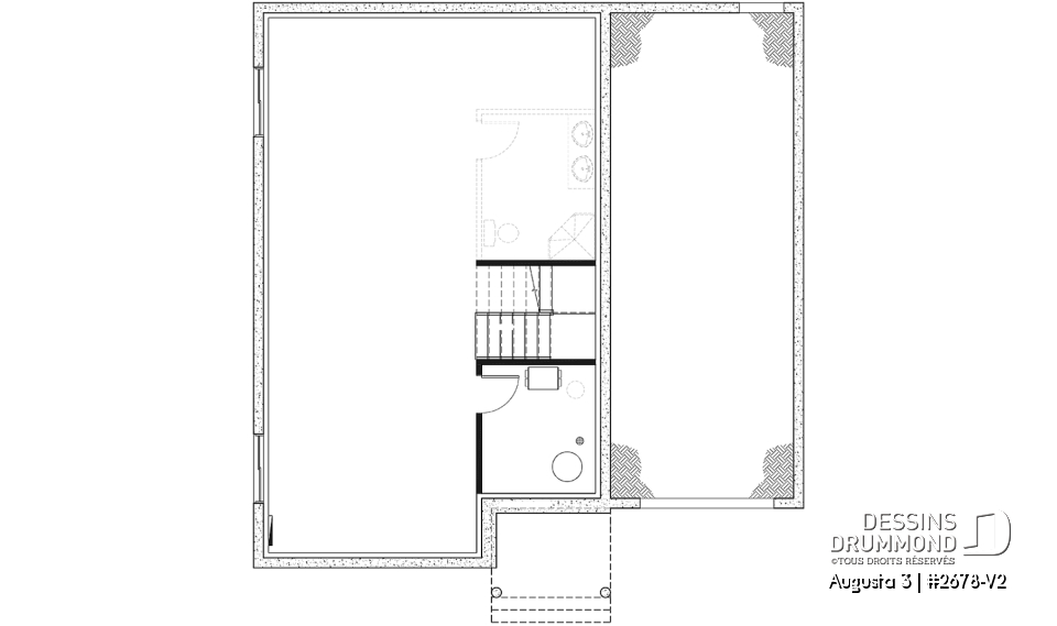 Sous-sol - Plan de maison à étage 3 chambres, garage, grande cuisine, garde-manger, vestiaire - Augusta 3