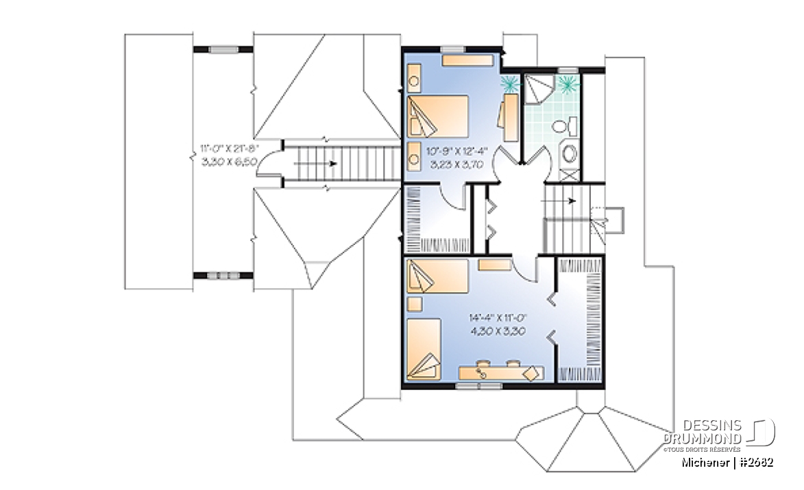 Étage - Maison inspiration victorienne, bureau à domicile à entrée privée, chambres avec walk-in, grand espace boni - Michener