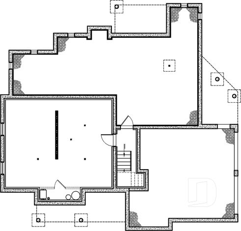 Sous-sol - Plan de maison Craftsman, 3 à 4 chambres, garage double, mezzanine + cathédral, bureau, grand espace boni - Salomon 2