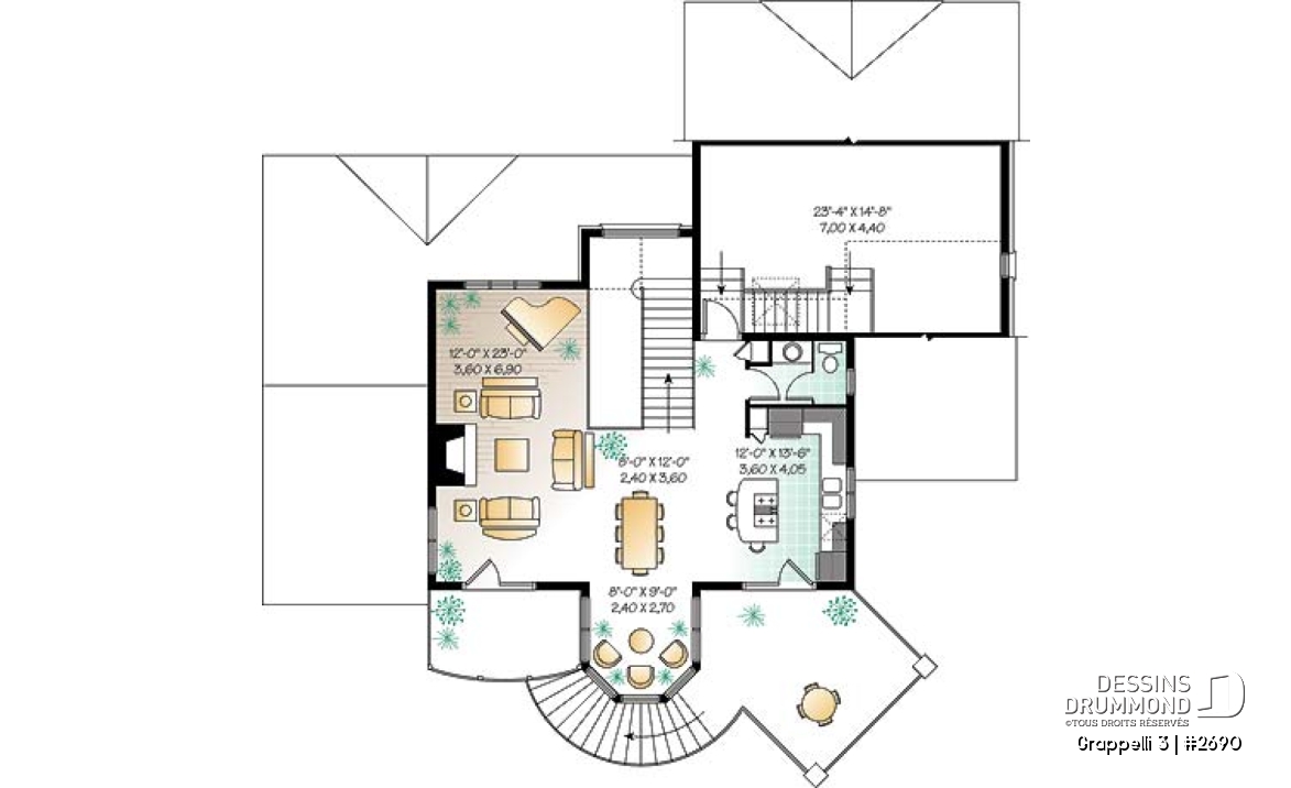 Étage - Plan de maison champêtre, vue panoramique, planchers inversés, verrière, suite des maîtres avec terrasse - Grappelli 3