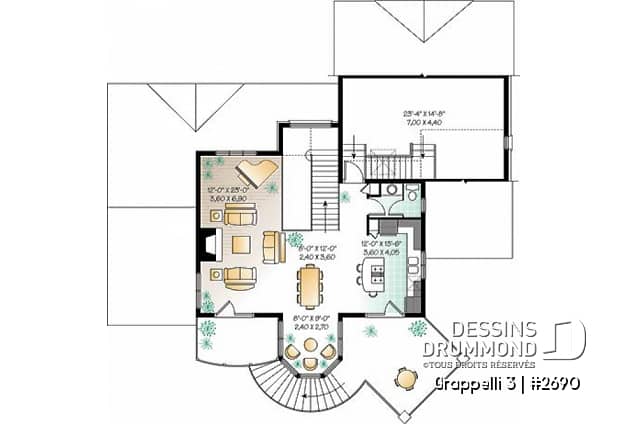 Étage - Plan de maison champêtre, vue panoramique, planchers inversés, verrière, suite des maîtres avec terrasse - Grappelli 3