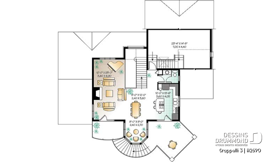 Étage - Plan de maison champêtre, vue panoramique, planchers inversés, verrière, suite des maîtres avec terrasse - Grappelli 3