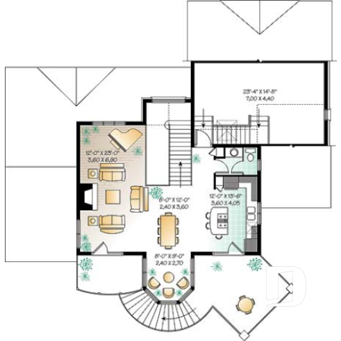 Étage - Plan de maison champêtre, vue panoramique, planchers inversés, verrière, suite des maîtres avec terrasse - Grappelli 3