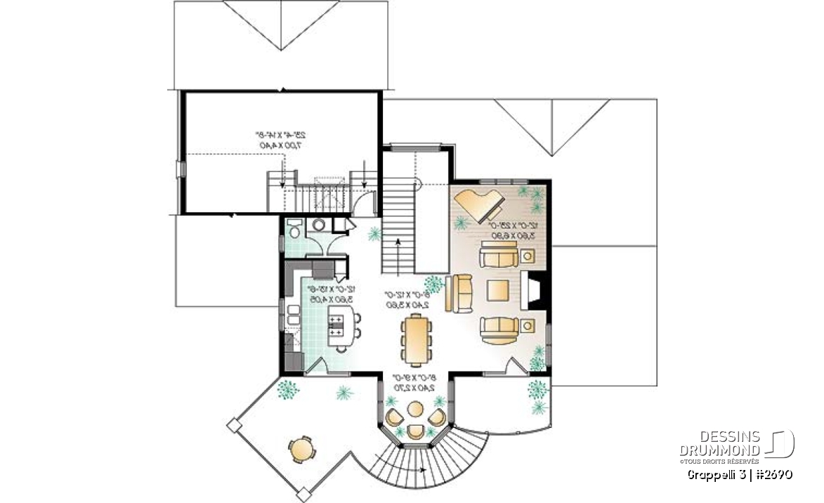 Étage - Plan de maison champêtre, vue panoramique, planchers inversés, verrière, suite des maîtres avec terrasse - Grappelli 3