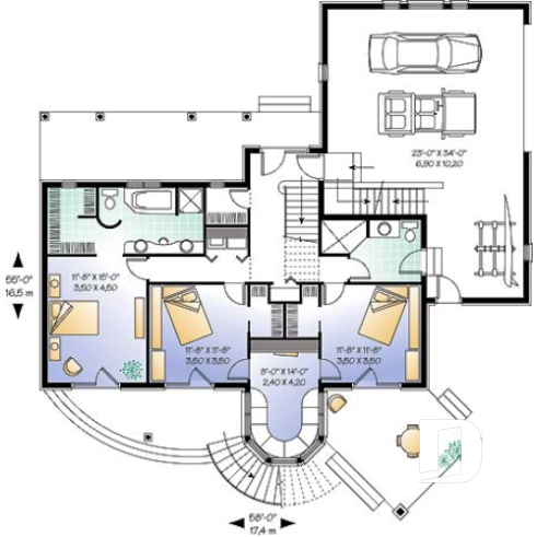 Rez-de-chaussée - Plan de maison champêtre, vue panoramique, planchers inversés, verrière, suite des maîtres avec terrasse - Grappelli 3