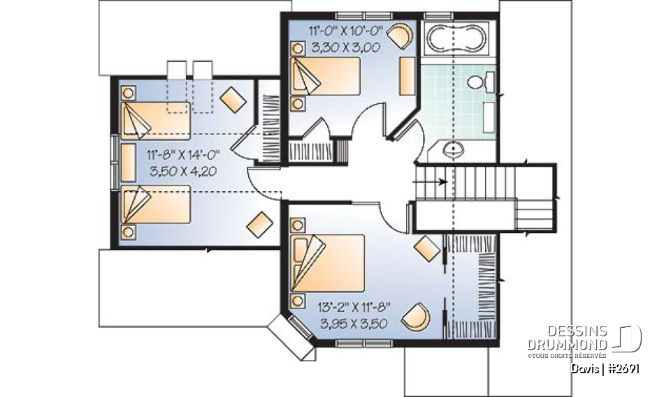 Étage - Petite maison moderne élégante avec garage, belle organisation intérieure, 3 chambres de bon format - Davis