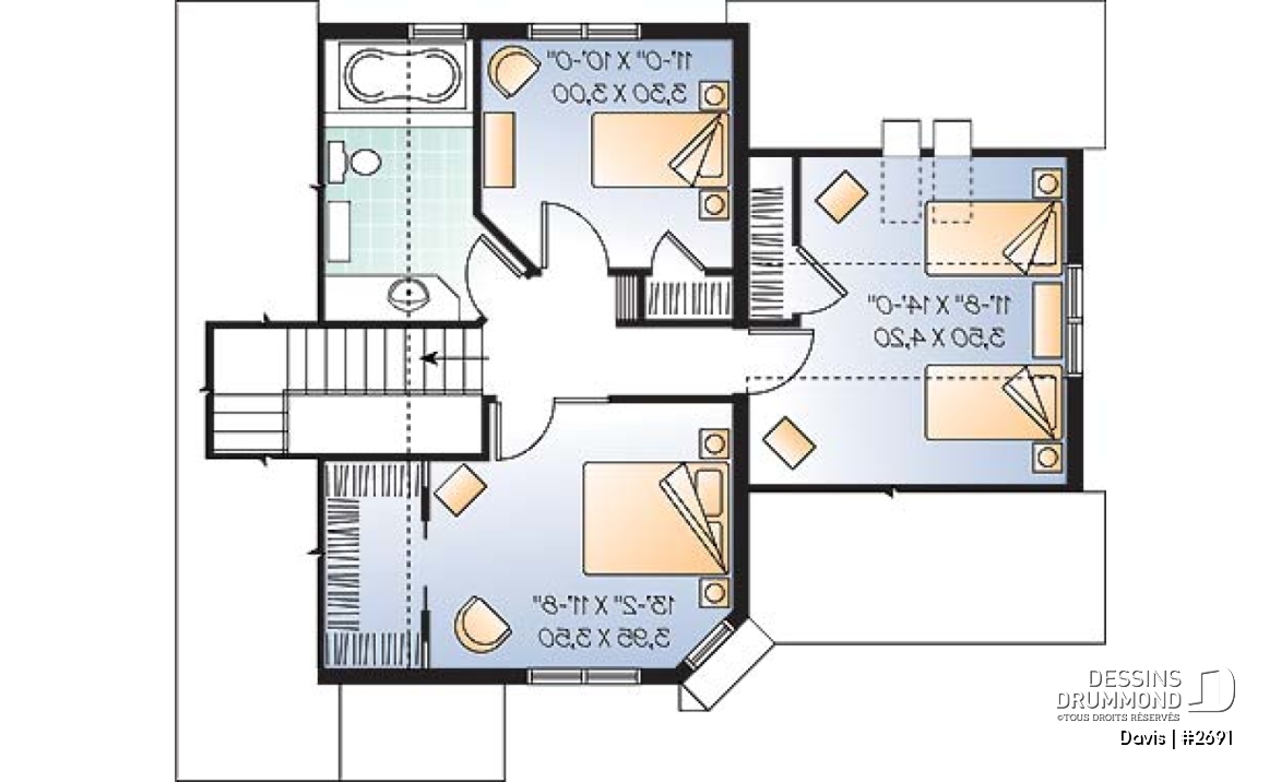 Étage - Petite maison moderne élégante avec garage, belle organisation intérieure, 3 chambres de bon format - Davis