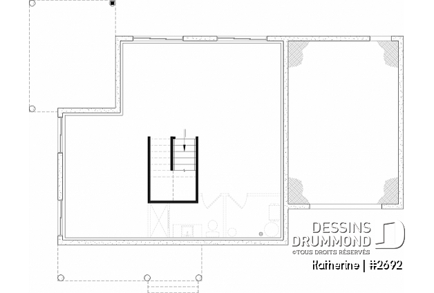 Sous-sol aménageable - Plan de maison Farmhouse Moderne proposant pierre Maibec Acenta Katherine, 3 chambres et garage - Katherine