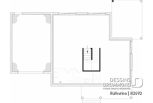 Sous-sol aménageable du plan de maison unifamiliale 2692 Sous-sol aménageable - Plan de maison Farmhouse Moderne proposant pierre Maibec Acenta Katherine, 3 chambres et garage - Katherine