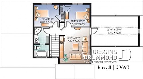 Étage - Maison champêtre simple, 3 à 4 chambres, garage double, espace boni & 2 séjours, beaucoup de lumière - Russell