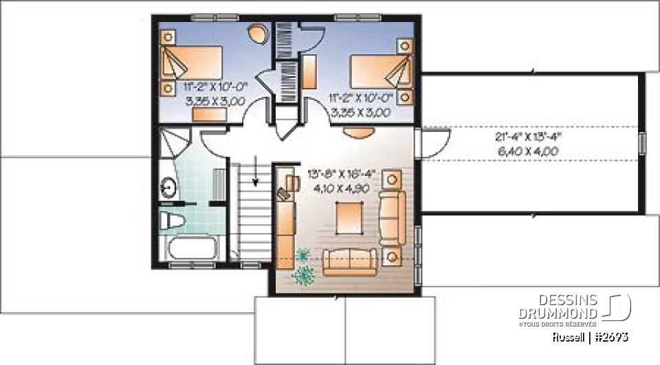 Étage - Maison champêtre simple, 3 à 4 chambres, garage double, espace boni &amp; 2 séjours, beaucoup de lumière - Russell